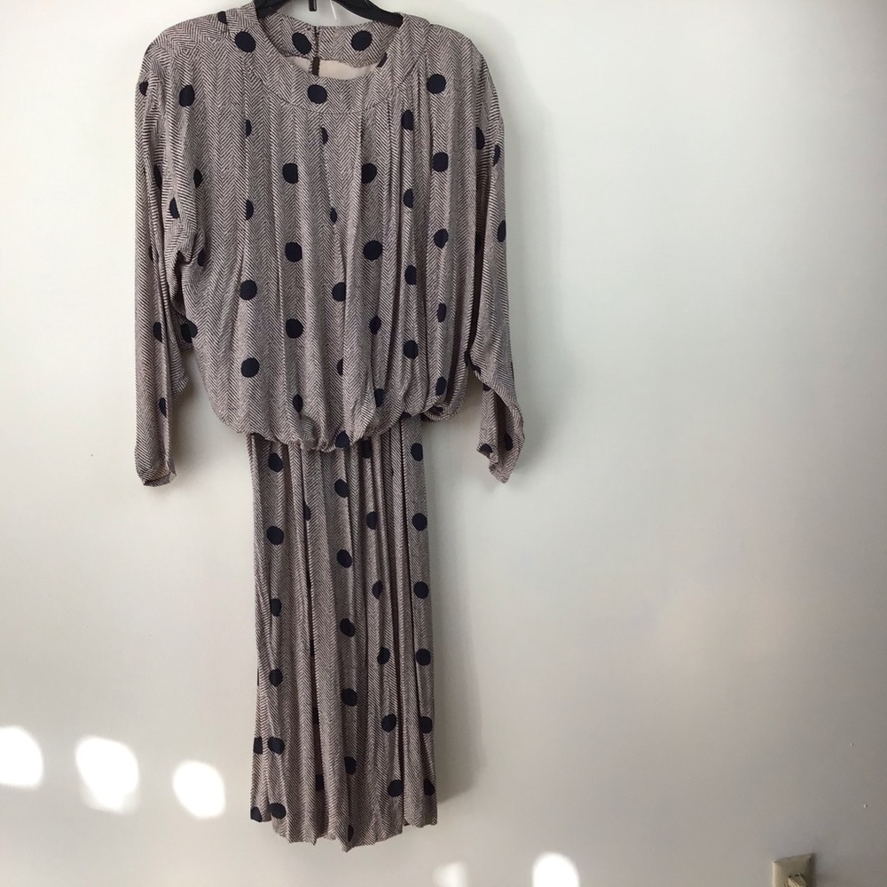 COPY - Samuel Blue Blk., Dot and Ecru Dress, 8.